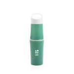 Botella ecológica personalizada hecha de caña de azúcar 500ml color verde vista de impresión