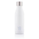 Botella corporativa de acero inoxidable con esterilizador UV-C 500ml color blanco vista con logo
