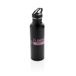 Botella personalizada de acero con boquilla 710ml Adventure color negro vista con logo