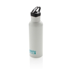 Botella personalizada de acero con boquilla 710ml Adventure color blanco vista con logo