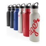Botella personalizada de acero con boquilla 710ml Adventure color azul marino vista varios con logo