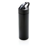 Botellas para deporte de acero inoxidable con pajita 500ml Pioneer color negro