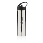 Botellas para deporte de acero inoxidable con pajita 500ml Pioneer color plateado vista con logo