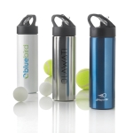 Botellas para deporte de acero inoxidable con pajita 500ml Pioneer color plateado vista varios con logo