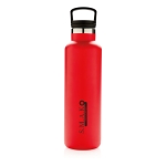 Botella con tapa para infusión y apertura para cubitos 600ml Partner color rojo vista con logo