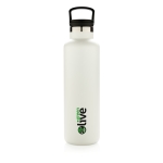 Botella con tapa para infusión y apertura para cubitos 600ml Partner color blanco vista con logo