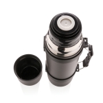 Termos corporativos de acero inoxidable con dos tazas 700ml Portable color gris oscuro octava vista