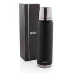 Termo corporativo grande con cubierta antidesgaste 1L Swiss Peak Large color negro vista con caja