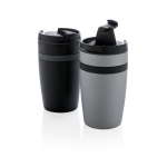 Vasos termo promocionales compactos con banda de silicona 280ml Strip color negro vista general