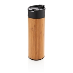 Taza termo elegante con exterior de bambú tapa antigoteo 450ml Wood color madera