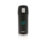 Termos impresos pequeños de acero inoxidable 300ml Swiss Peak Mini color negro vista con logo