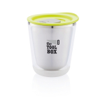 Tazas termo personalizadas compactas acero inoxidable 227ml Essential color verde claro vista con logo
