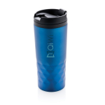 Taza con función termo y forma geométrica 300ml Trilliant Colors color azul vista con logo