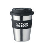 Vaso de acero inoxidable para llevar de 350ml color negro vista de impresión