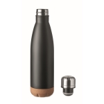 Botella de acero inoxidable con base de corcho 600ml Inox Cork color negro segunda vista