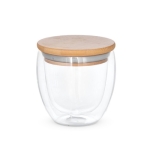 Vaso de vidrio de doble pared con tapa y 250ml Vacuum Small color madera clara