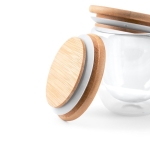 Vaso de vidrio de doble pared con tapa y 250ml Vacuum Small color madera clara