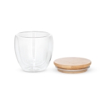 Vaso de vidrio de doble pared con tapa y 250ml Vacuum Small color madera clara