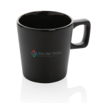 Taza de cerámica con interior brillante y exterior mate 300ml Largo color negro vista con logo