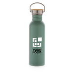 Botella de acero de una pared con tapa y asa 700ml Clip Neck color verde vista de impresión