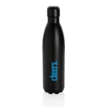 Botella de acero grande con función termo 750ml Lifestyle Premium color negro vista con logo