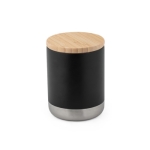 Taza térmica de acero resistente con tapa de bambú 370ml Scandi color negro