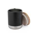 Taza térmica de acero resistente con tapa de bambú 370ml Scandi color negro tercera vista