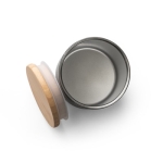 Taza térmica de acero resistente con tapa de bambú 370ml Scandi color negro cuarta vista