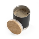Taza térmica de acero resistente con tapa de bambú 370ml Scandi color negro quinta vista