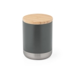 Taza térmica de acero resistente con tapa de bambú 370ml Scandi color gris oscuro