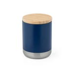 Taza térmica de acero resistente con tapa de bambú 370ml Scandi color azul marino