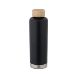 Botella de acero con tapa de bambú y franja metalizada 640ml Ultimate color negro