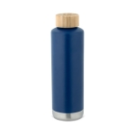 Botella de acero con tapa de bambú y franja metalizada 640ml Ultimate color azul marino