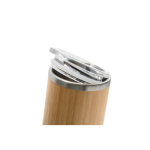 Vaso de acero inoxidable y bambú con doble pared y tapa 350ml color madera tercera vista