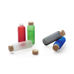 Botella de vidrio personalizada con acabado mate y tapa de bambú 500ml imagen con logo