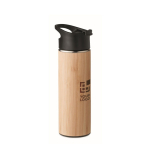 Termo antifugas de acero inoxidable con tapa y asa 450ml Tea Travel color madera vista de impresión