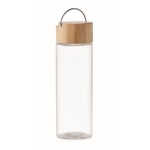 Botella de cristal con tapa de bambú y asa 500ml Crystal Geneve color transparente