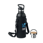 Botella termo con bolsa de transporte y dos tapones 700ml Adventure vista de impresión