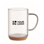 Taza de cristal de borosilicato, base de corcho y 400ml Crystal Cork vista de impresión
