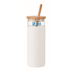 Vaso de cristal de 450ml con funda de silicona y pajita Crystal Straw vista de impresión