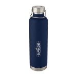 Bidón deportivo térmico grande con franja metalizada 1L Sport Large color azul oscuro vista impresión tampografía