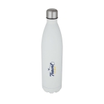 Botella térmica grande de acero inoxidable con logo 1L Térmica Cove color blanco vista impresión tampografía