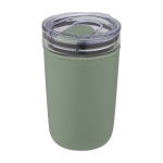 Vaso de vidrio de borosilicato y plástico reciclado 420ml Glass color verde menta