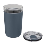 Vaso de vidrio de borosilicato y plástico reciclado 420ml Glass color azul petróleo