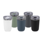 Vaso de vidrio de borosilicato y plástico reciclado 420ml Glass color azul petróleo segunda vista varios colores