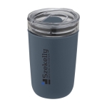 Vaso de vidrio de borosilicato y plástico reciclado 420ml Glass color azul petróleo vista impresión tampografía