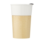 Taza para llevar de porcelana y exterior de bambú 320ml Porcelaine color blanco roto segunda vista frontal