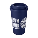 Vaso de plástico con aislamiento doble 350ml Takeaway Americano color azul oscuro vista con logo