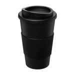 Vaso de plástico con aislamiento 350ml Takeaway agarre Americano color negro segunda vista frontal