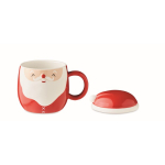 Taza promocional en forma de Papá Noel con tapa 370ml Happy Santa color rojo segunda vista